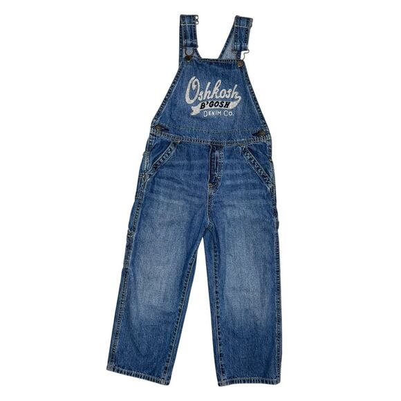 OshKosh B’Gosh Toddler Boys 5T Denim Overalls Embroidered Logo - Picture 1 of 7